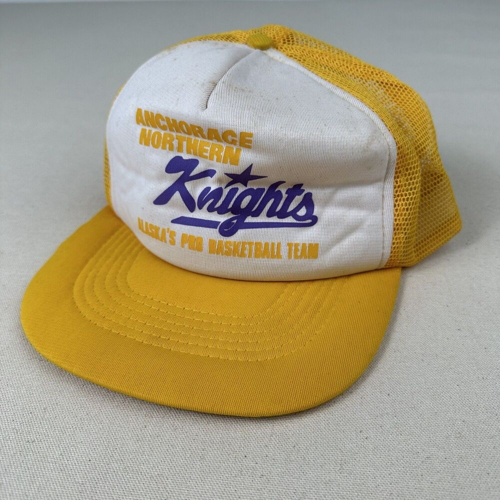 Vintage 70s Anchorage Northern Knights Alaska Snap Back Hat CBA‎ EB Basketball